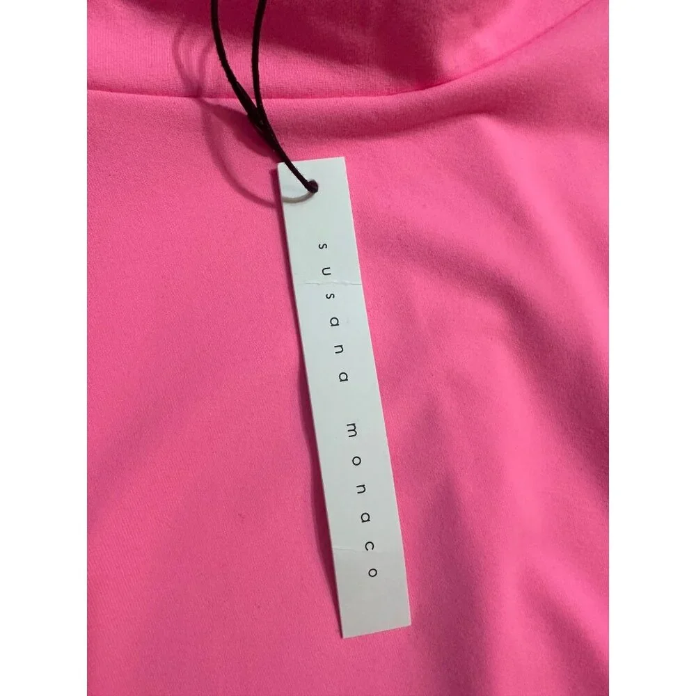 Susana Monaco Cutout High-Low Halter Midi Dress Women's Med Pink Tie Bac… - Picture 10 of 11